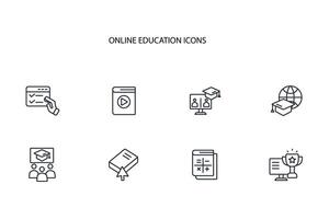 Online education icon set..Editable stroke.linear style sign for use web design,logo.Symbol illustration. vector