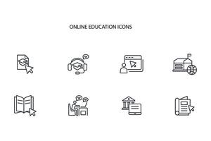 Online education icon set..Editable stroke.linear style sign for use web design,logo.Symbol illustration. vector