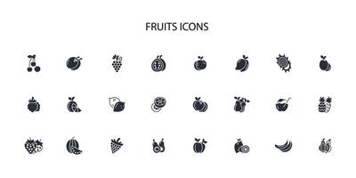 Fruits icon set..Editable stroke.linear style sign for use web design,logo.Symbol illustration. vector