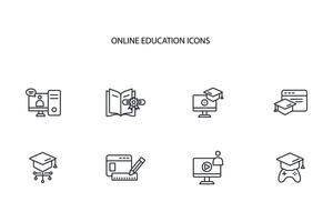 Online education icon set..Editable stroke.linear style sign for use web design,logo.Symbol illustration. vector