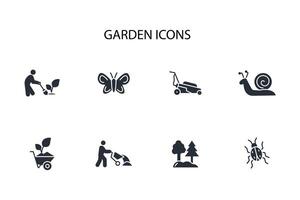garden icon set..Editable stroke.linear style sign for use web design,logo.Symbol illustration. vector