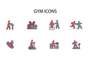 Gym and fitness icon set..Editable stroke.linear style sign for use web design,logo.Symbol illustration. vector