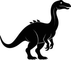 Black and white dinosaur silhouette clipart vector