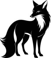 Black and white silhouette of a fox vector