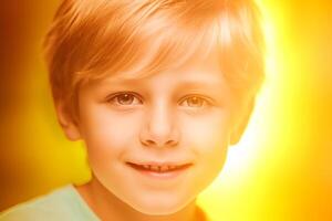 Portrait of a happy smiling boy. Neural network photo