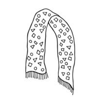 Knitted scarf doodle Hand drawn winter accessories Single design element for card, print, design, decor vector
