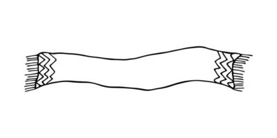 Knitted scarf doodle Hand drawn winter accessories Single design element for card, print, design, decor vector