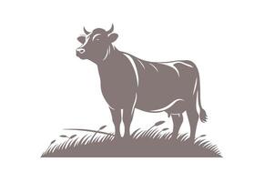 A cattle stands on grass. vector