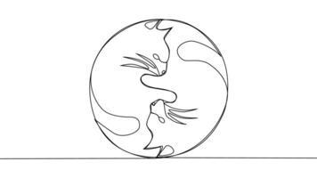 Self-drawing Yin Yang cats are a symbol of harmony and balance. vector