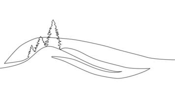 Self-drawing a simple animation of one continuous drawing of one line of Christmas trees, forest vector