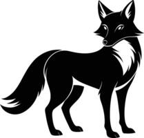 Black and white silhouette of a fox vector