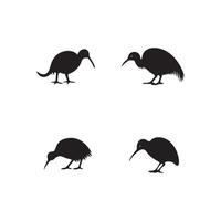 Bird set simple minimal black color silhouette vector
