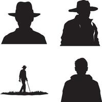 Man set simple minimal black color silhouette vector