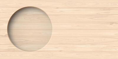 3D circle frame paper cut style with cut timber panels graphic rectangle background illustrated have blank space. Wooden whitewashed texture pattern with round border template. vector