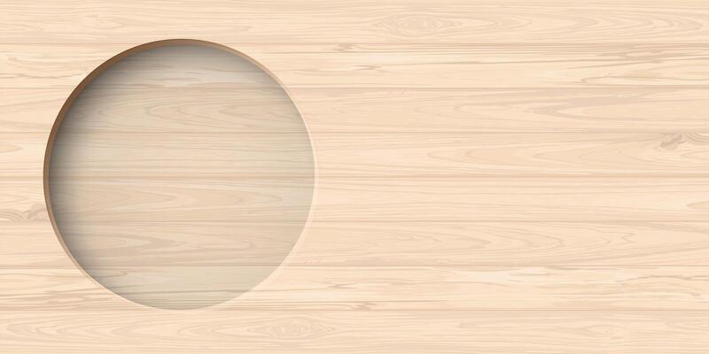 3D circle frame paper cut style with cut timber panels graphic rectangle background illustrated have blank space. Wooden whitewashed texture pattern with round border template.
