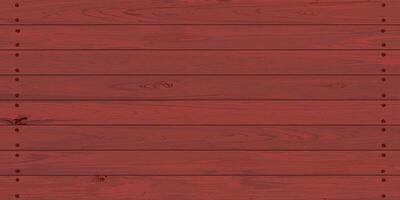 Cut timber panels red color painted distressed weathered background and held together with brass rivets graphic illustrated. Wooden texture pattern red tone. vector