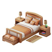 A Bed With a Bedside Table And a Lamp Transparent Background png