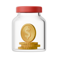 glass jar saving change coins money frugal living symbol finance theme isolated 3d icon illustration isolated png