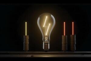 Light bulb in digital abstract technology background. Neural network photo