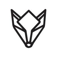 black and white simple line art symbol of fox head vector