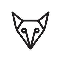black and white simple line art symbol of fox head vector