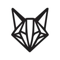 black and white simple line art symbol of fox head vector