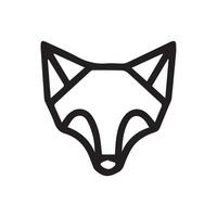 black and white simple line art symbol of fox head vector