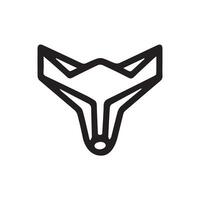 black and white simple line art symbol of fox head vector