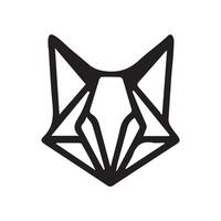 black and white simple line art symbol of fox head vector