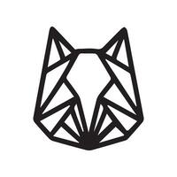 black and white simple line art symbol of fox head vector