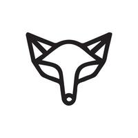 black and white simple line art symbol of fox head vector