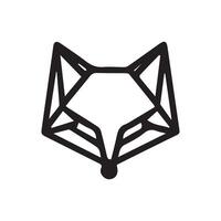 black and white simple line art symbol of fox head vector