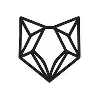 black and white simple line art symbol of fox head vector