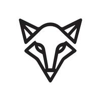 black and white simple line art symbol of fox head vector