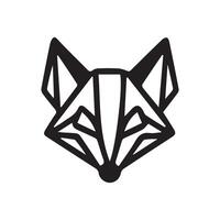 black and white simple line art symbol of fox head vector
