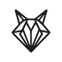 black and white simple line art symbol of fox head vector
