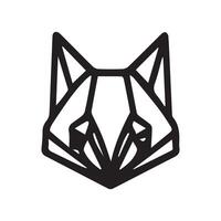 black and white simple line art symbol of fox head vector