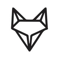 black and white simple line art symbol of fox head vector