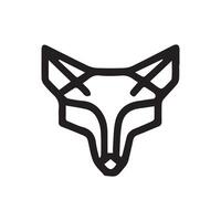 black and white simple line art symbol of fox head vector