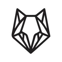 black and white simple line art symbol of fox head vector