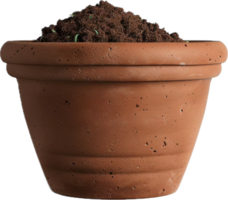 Terracotta Pot with Soil and Seedlings. png