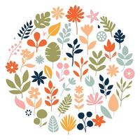 Floral abstract shapes collection. Color leaves, hearts, flowers, lips and branches set. vector