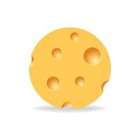 Cheese round icon in shape of circle with shadow on white background. Cheese texture in realistic style. vector