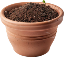 Terracotta Pot with Soil and Seedlings. png