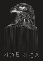 Low poly art of an eagle in black color wireframe. animal triangle geometric illustration. Abstract polygonal art. With black color background. vector