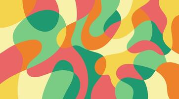 Retro backdrop with wavy colorful slice. Background with flat geometric liquid shape in retro 60s 70s style. Fluid wallpaper. vector