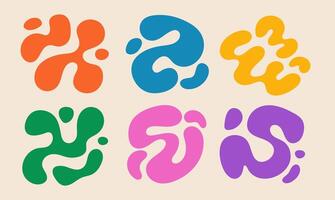 Set of abstract amorphous organic blob. Flowing fluid multicolor shape. Hand drawn doodle elements. Design print vector