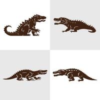 Set of Abstract alligator silhouette logo icons, with a white background for your company, the crocodile logo design ideas vector