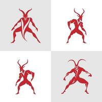Set of Abstract Devil silhouette logo icons, with a white background for your company, the shaitan, martial ninja logo design ideas vector
