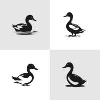 Set of Abstract Duck silhouette logo icons, with a white background for your company, the swan logo design ideas vector